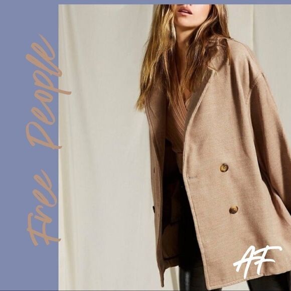 FREE PEOPLE HANNAH SLOUCHY BLAZER IN SAND NWT - Picture 2 of 10